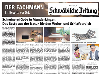 Schwäbische Zeitung - Bericht Schreinerei Gobs